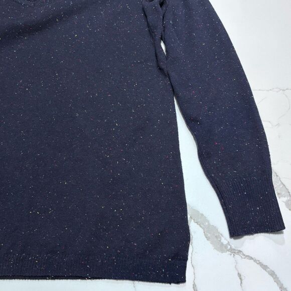 Talbots | Women’s Navy Speckled V neck Pullover Knit Sweater Sleeve Buttons Mp - Picture 6 of 14